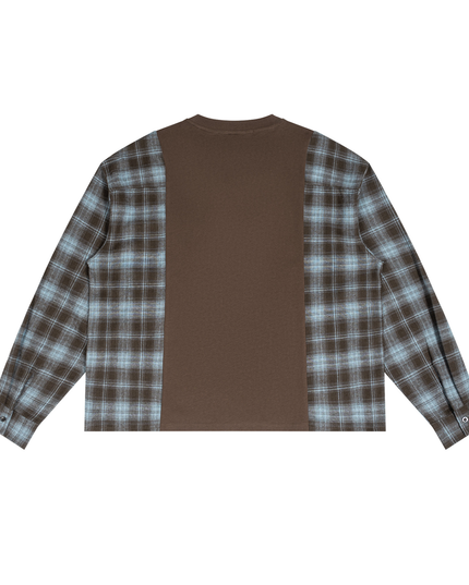 INJOI Unisex Plaid Panel Long Sleeve T-Shirt