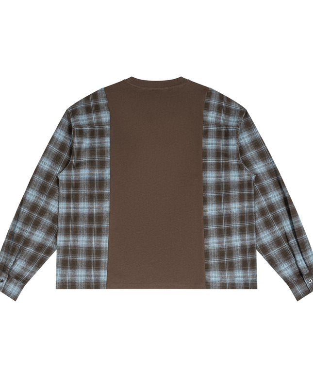 INJOI Unisex Plaid Panel Long Sleeve T-Shirt