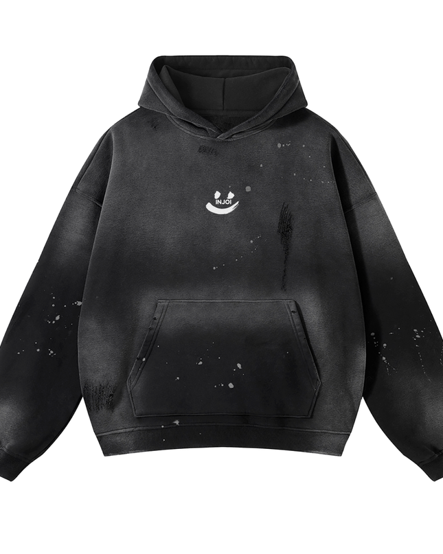 Vintage Wash Frayed Fleece Hoodie - 360 GSM