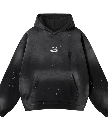 Vintage Wash Frayed Fleece Hoodie - 360 GSM