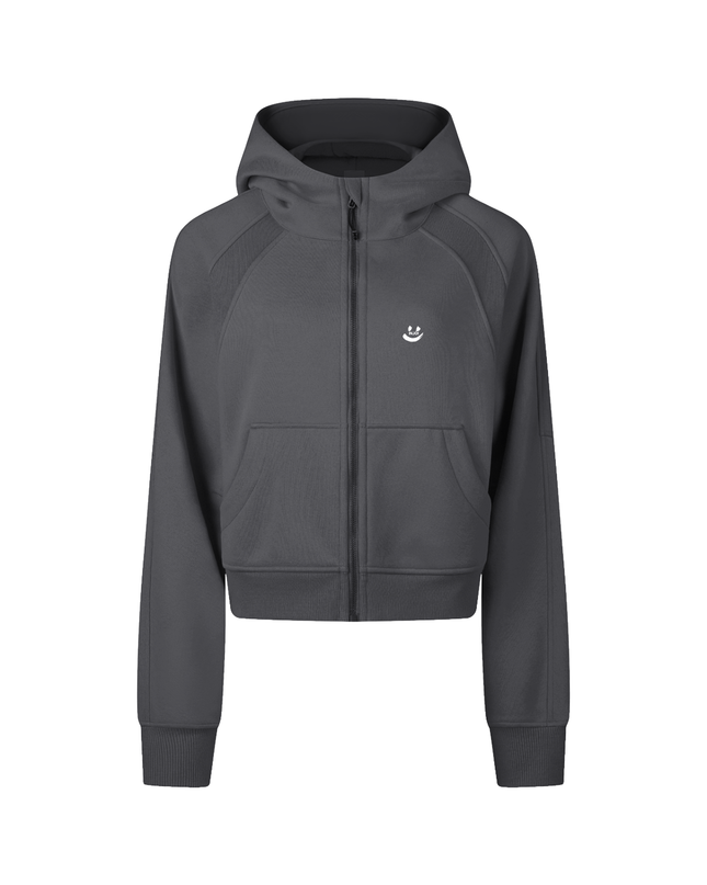 Cropped Zip-Through Hoodie