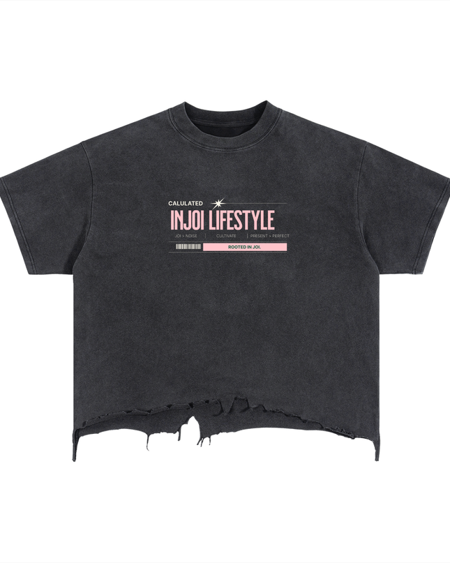 Vintage Wash Boxy Distressed Hem T-Shirt