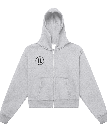 Fleeced Zip-Up Cropped Hoodie