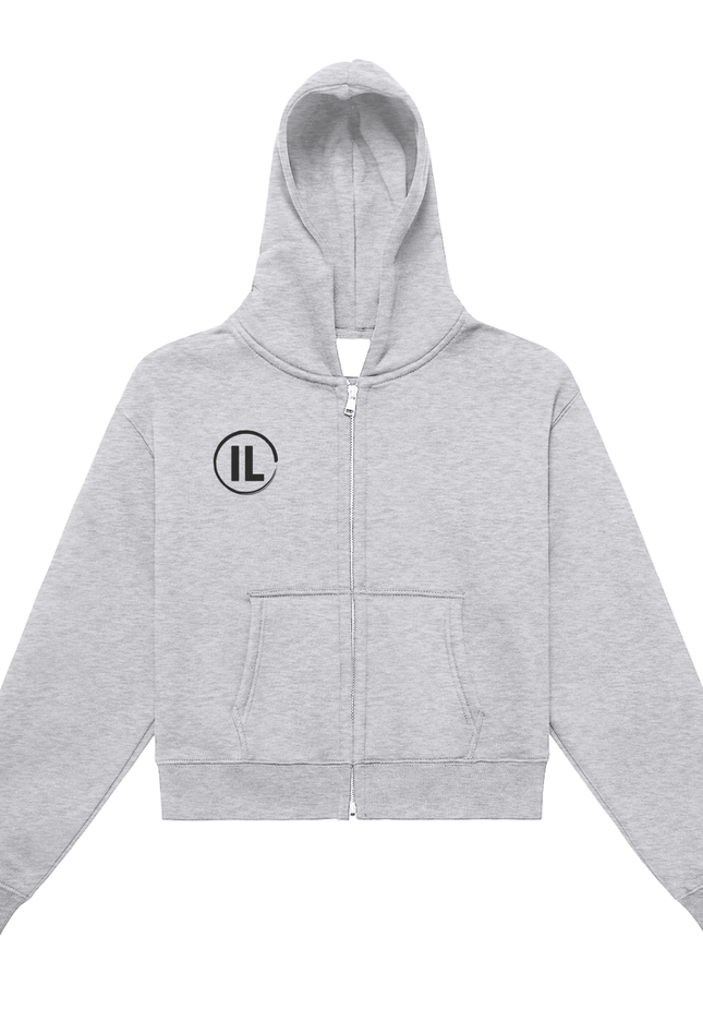 Fleeced Zip-Up Cropped Hoodie