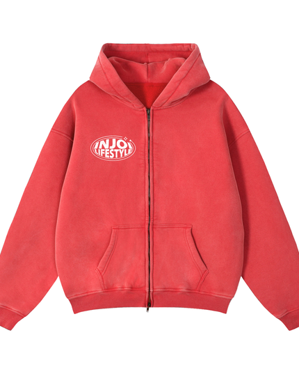 Zip-Through Boxy Fleece Hoodie