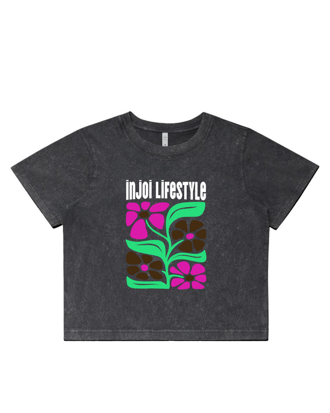 Womens Stone Wash Heavy Crop