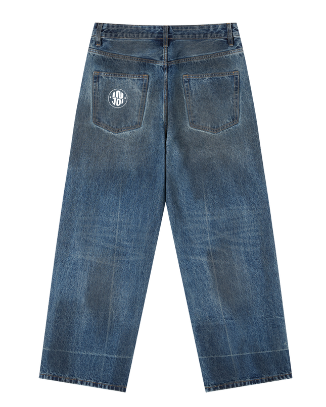 Vintage Wash Baggy Denim Jeans