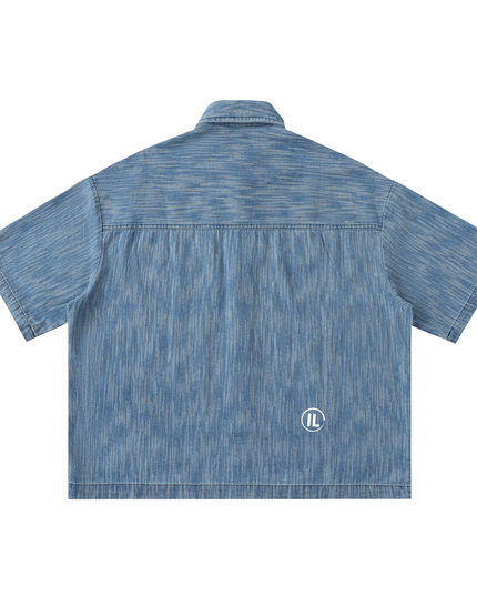 Distressed Wash Short-Sleeve Shirt