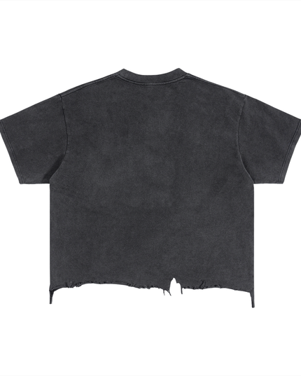 Vintage Wash Boxy Distressed Hem T-Shirt
