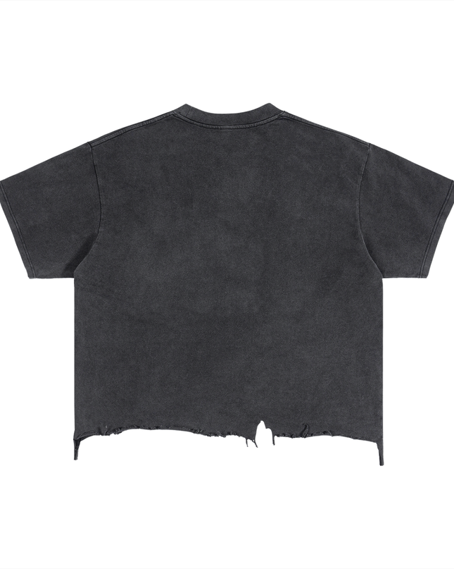 Vintage Wash Boxy Distressed Hem T-Shirt