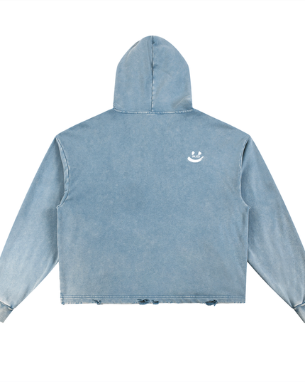 Vintage Washed Frayed-Hem Hoodie