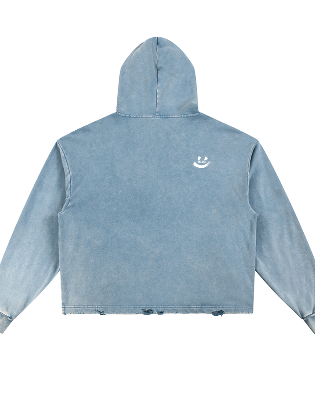 Vintage Washed Frayed-Hem Hoodie