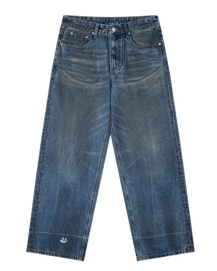Vintage Wash Baggy Denim Jeans