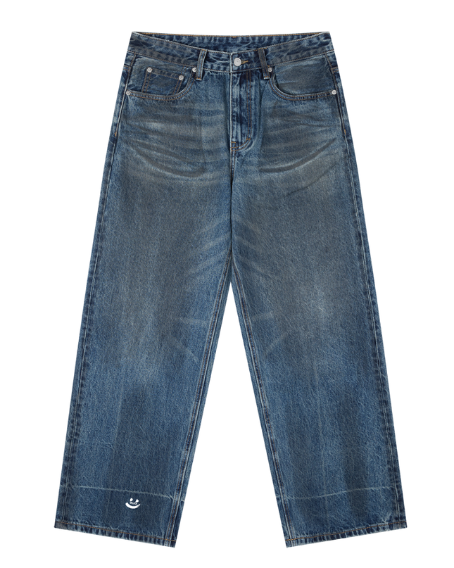 Vintage Wash Baggy Denim Jeans