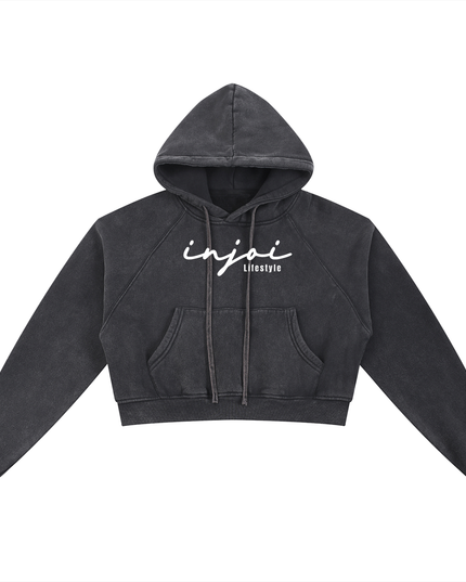 Snow Washed Cropped Hoodie