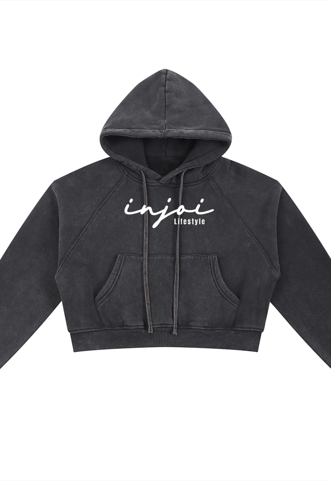 Snow Washed Cropped Hoodie